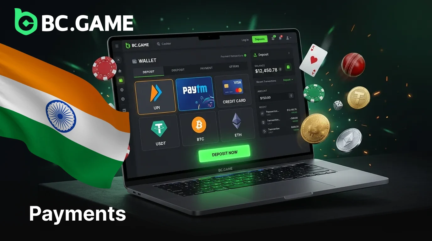 BC Game payment methods for deposits and withdrawals in India